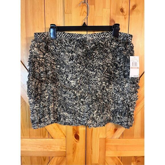 MICHAEL KORS Animal Print Silk Ruffled Zipper Skirt Size 12 Nwt Retail $250 (359 - Picture 1 of 6
